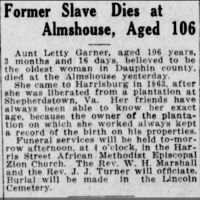 Former Slave Dies At Almshouse