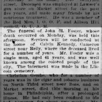Newspapers.com - Harrisburg Daily Independent - 29 Mar 1900 - Page 1 Obituary of John H. Foster