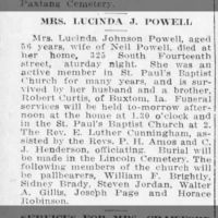 Newspapers.com - Harrisburg Telegraph - 12 Jan 1915 - Page 10 Obituary for Lucinda Johnson Powell