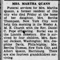 Newspapers.com - Harrisburg Telegraph - 6 Jul 1931 - Page 14 Obituary for MARTHA QUANN