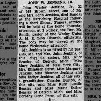 Newspapers.com - Harrisburg Telegraph - 6 Nov 1928 - Page 6 Obituary for John Wesley JENKINS (Aged 32)