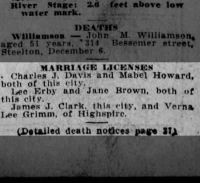Newspapers.com - Harrisburg Telegraph - 8 Dec 1911 - Page 1 Erby-Brown Marriage Dec 1911