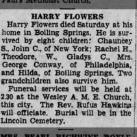 Newspapers.com - Harrisburg Telegraph - 9 Jul 1928 - Page 2 Obituary for HARRY FLOWERS