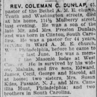 Newspapers.com - Reading Times - 11 Nov 1926 - Page 2 Obituary for COLEMAN C. DUNLAP (Aged 65)