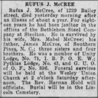 Newspapers.com - The Evening News - 1 Jul 1926 - Page 25 Obituary for J. RtJFUS McCREE