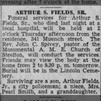 Newspapers.com - The Evening News - 1 Jun 1937 - Page 6 Obituary for ARTHUR S. FIELDS