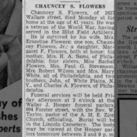 Newspapers.com - The Evening News - 10 Jun 1936 - Page 3 Obituary for CHAUNCEY S. FLOWERS (Aged 41)