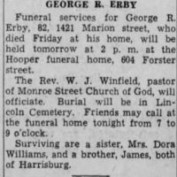 Newspapers.com - The Evening News - 10 Mar 1947 - Page 6 Obituary for GEORGE R. ERBY (Aged 82)