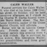 Newspapers.com - The Evening News - 10 May 1939 - Page 6 Obituary for CALEB WALLER (Aged 70)