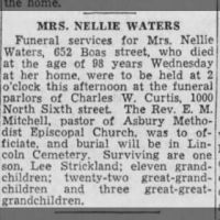 Newspapers.com - The Evening News - 16 Oct 1937 - Page 15 Obituary for NELLIE WATERS (Aged 98)