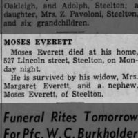 Newspapers.com - The Evening News - 17 Nov 1948 - Page 4 Obituary for MOSES EVERETT
