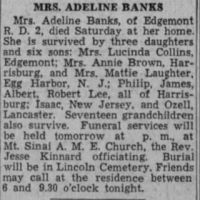 Newspapers.com - The Evening News - 2 May 1938 - Page 24 Obituary for ADELINE BANKS