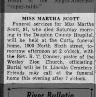 Newspapers.com - The Evening News - 20 Dec 1943 - Page 13 Obituary for MARTHA SCOTT (Aged 91)