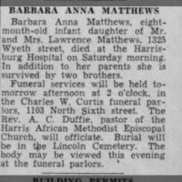 Newspapers.com - The Evening News - 20 Mar 1935 - Page 17 Obituary for BARBARA ANNA MATTHEWS