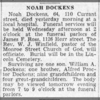 Newspapers.com - The Evening News - 21 Dec 1931 - Page 9 Obituary for NOAH DOCKENS (Aged 64)