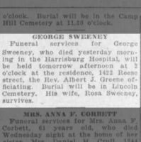 Newspapers.com - The Evening News - 21 Feb 1919 - Page 6 Obituary for GEORGE SWEENEY