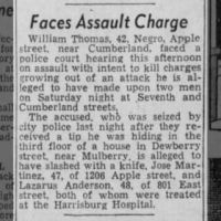 Newspapers.com - The Evening News - 24 Dec 1940 - Page 16 William Thomas Faces Assault Charges-Attacked Lazarus Anderson