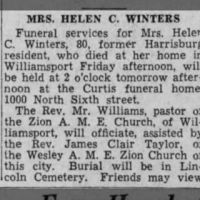 Newspapers.com - The Evening News - 24 Jan 1938 - Page 8 Obituary for HELEN C. WINTERS (Aged 80)