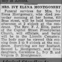 Newspapers.com - The Evening News - 25 Apr 1933 - Page 3 Obituary for ELENA IVY MONTGOMERY