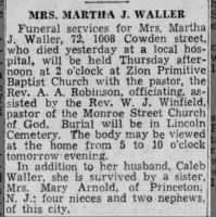 Newspapers.com - The Evening News - 28 Apr 1936 - Page 8 Obituary for MARTHA J. WALLER (Aged 72)