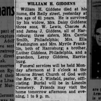 Newspapers.com - The Evening News - 28 Mar 1942 - Page 15 Obituary for WILLIAM H. GIDDENS (Aged 61)