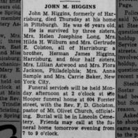 Newspapers.com - The Evening News - 28 Sep 1946 - Page 12 Obituary for JOHN M. HIGGINS (Aged 46)