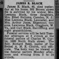 Newspapers.com - The Evening News - 3 Oct 1936 - Page 9 Obituary for JAMES E Black (Aged 65)