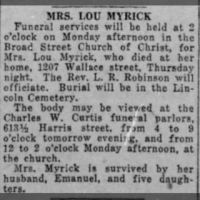 Newspapers.com - The Evening News - 31 Jan 1931 - Page 2 Obituary for LOU MYRICK