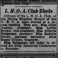 Newspapers.com - The Evening News - 7 Mar 1936 - Page 8 Bessie Treasurer of L.H.O.A. Club at Phyllis Wheatley YMCA_7 Mar 1936