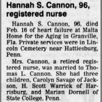 Newspapers.com - The Jackson Sun - 2 Mar 1995 - Page 6 Obituary for Hannah S. Cannon (Aged 96)