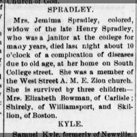 Newspapers.com - The Sentinel - 24 Feb 1904 - Page 6 Obituary for Jemima Sprad