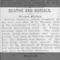 Newspapers.com - The York Dispatch - 17 Oct 1903 - Page 1 Obituary for Miriam G Blalock -