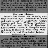 Newspapers.com - Harrisburg Telegraph - 22 Mar 1890 - Page 1 Marriage of Sweeney / Williams
