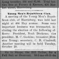Noah Dockens Elected President Young Men's Republican Club_23 Oct 1901
