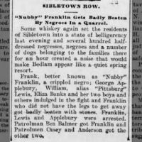 Nubby Franklin Badly Beaten By Sibletown Negroes in a Quarrel_5 May 1903_Appleberry-Banks-Lewis