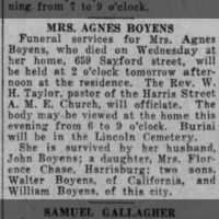 Obituary for AGNES BOYENS