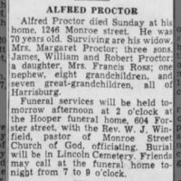 Obituary for ALFRED PROCTOR (Aged 70)