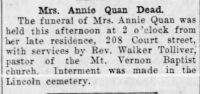 Obituary for Annie Quan