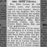 Obituary for EDITH CORNELL (Aged 48)