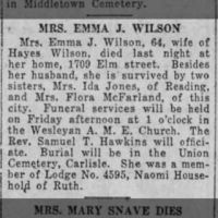 Obituary for EMMA J. WILSON (Aged 64)