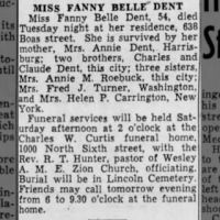 Obituary for FANNY BELLE DENT Mic (Aged 54)