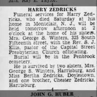 Obituary for HARRY ZEDRICKS