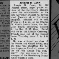 Obituary for JOSEPH B. CANN (Aged 64)