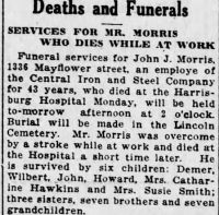 Obituary for John J. Morris_Telegraph_15 Sep 1920