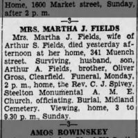 Obituary for MARTHA J. FIELDS