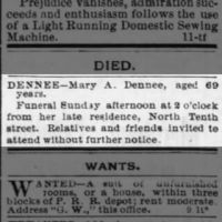 Obituary for Mary A. DENNEE (Aged 69)