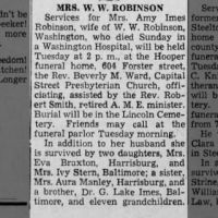 Obituary for Mrs. Amy A. Imes Robinson