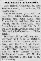 Obituary for Mrs. BERTHA Alexander
