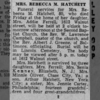 Obituary for REBECCA M. HATCHETT
