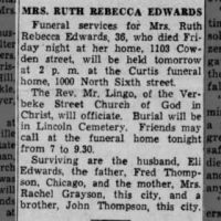 Obituary for RUTH REBECCA EDWARDS (Aged 36)